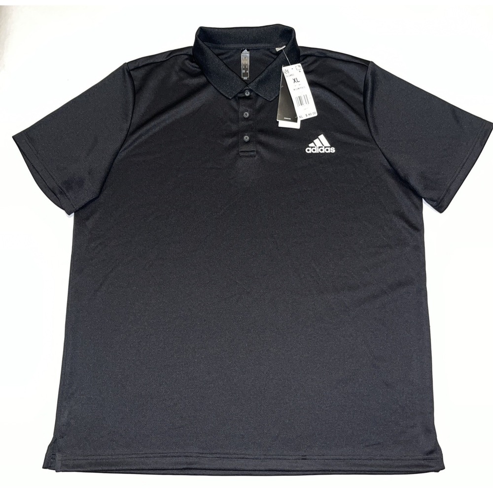 Adidas 3 Stripes Black Golf Polo Sports Shirt New With Tags NWT XL